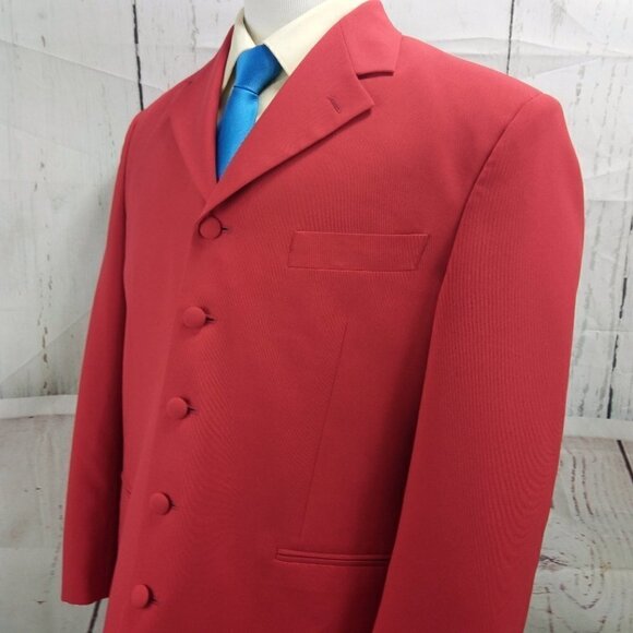Pacelli Uomo Moda 42R 5 Button Red 2pc Suit 35x31 Pleated - Picture 4 of 16